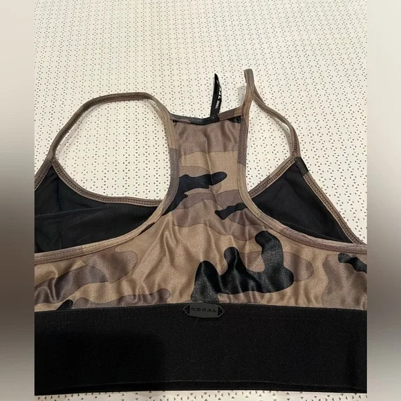 Koral Olive Green Brown Camo Sweeper Infinity Sports Bra NWOT Size S - Picture 4 of 8